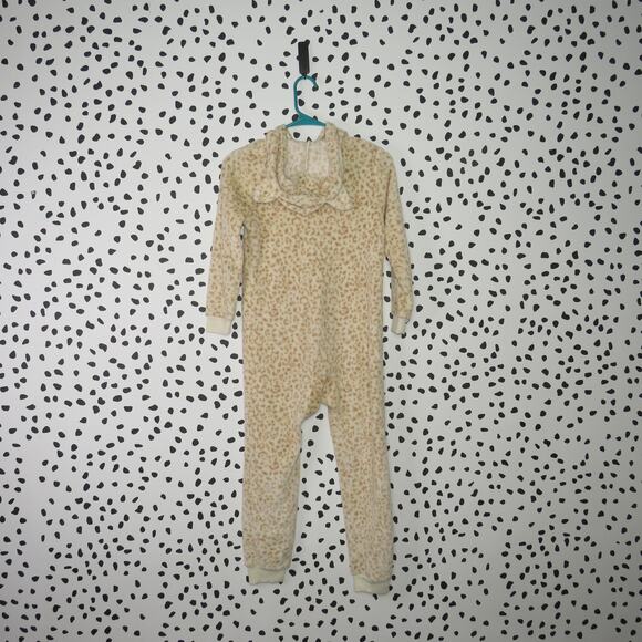 Cat & Jack Beige Leopard Print Zip Up Girls Sleep Onesie - Picture 3 of 6